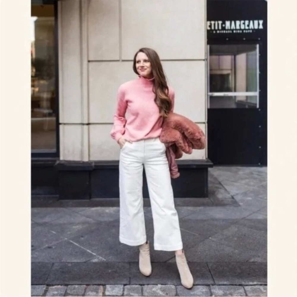 Everlane wide leg crop short wht 0 24”